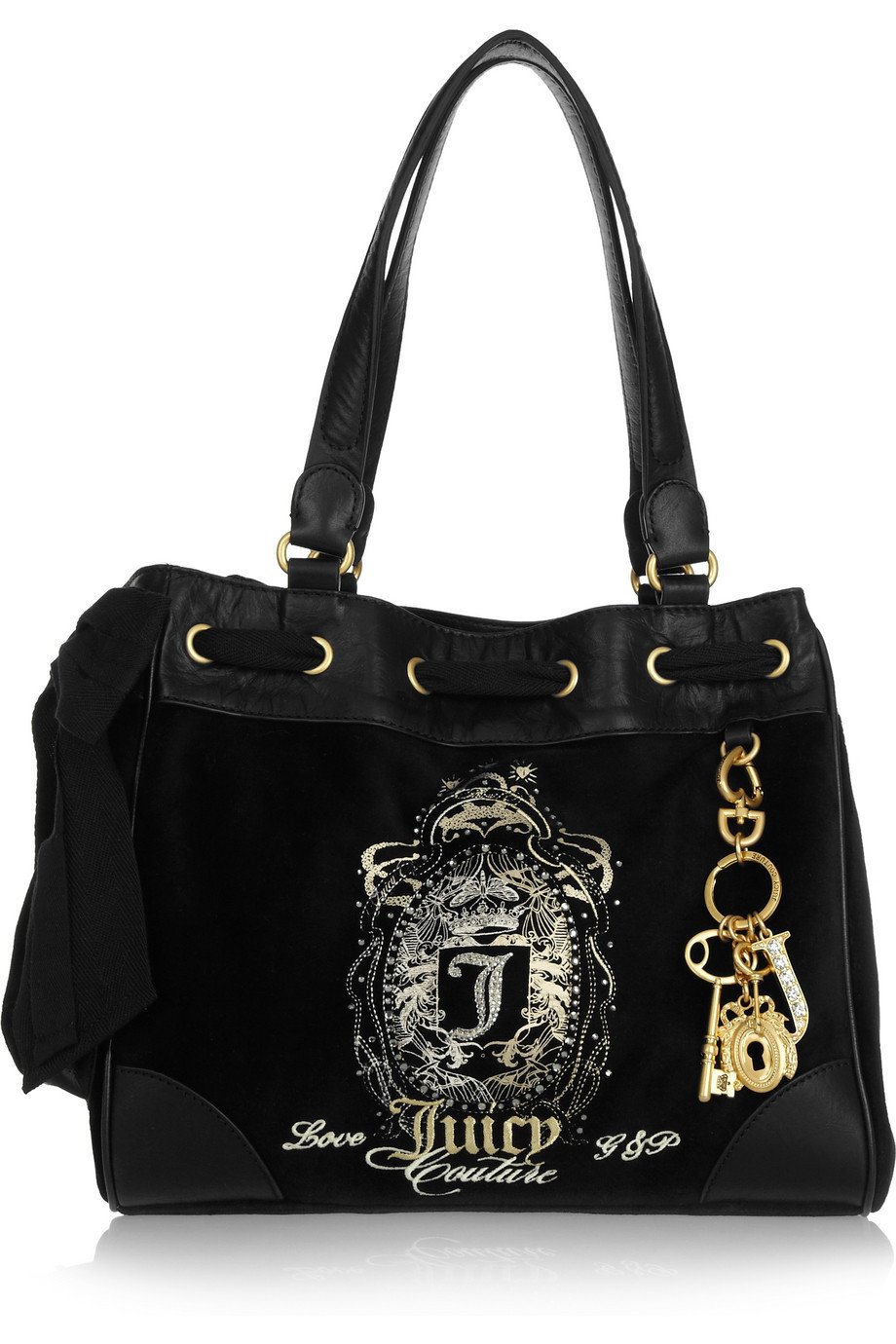 Juicy Couture Daydreamer Velour and Leather Bag in Black | Lyst