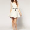 River Island  Belted Lace Dress in Beige (cream) - Lyst