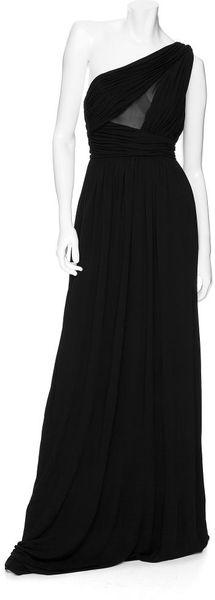 Robert Rodriguez Pleated Bodice One Shoulder Long Dress in Black - Lyst