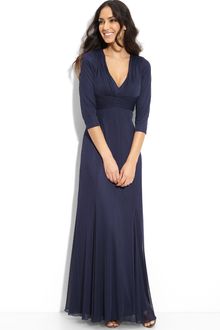 Alex Evenings Crisscross Waist Mesh Gown - Lyst