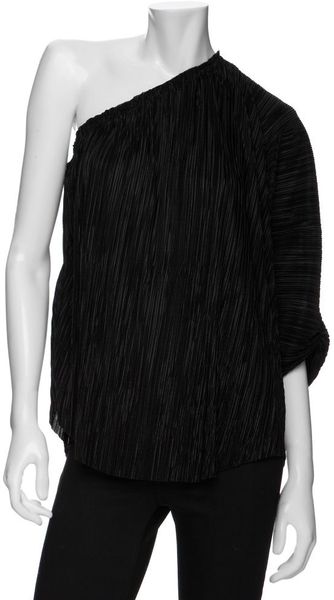  Pleated One Shoulder Blouse 