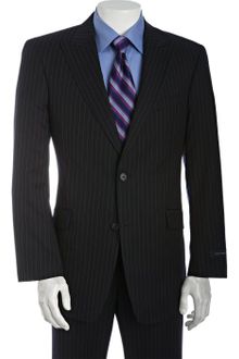 Tommy Hilfiger Navy Pinstriped Wool Joseph 2-button Trim Fit Suit with Flat Front Pants - Lyst