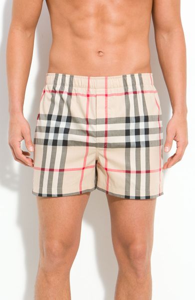 Burberry Check Print Woven Boxers In Beige For Men New Classic Lyst 1157