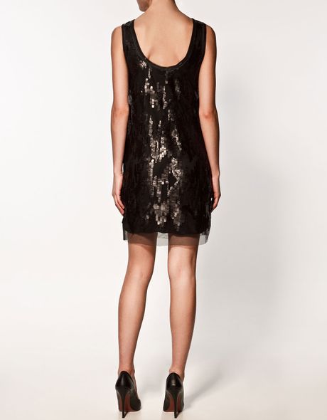 Zara Tulle Dress with Sequins in Black