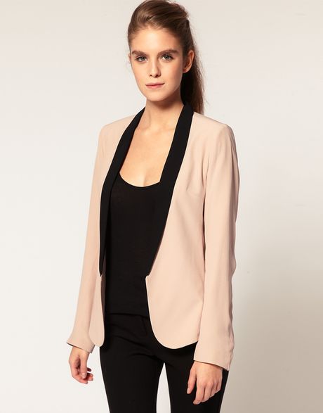 Asos Collection Asos Blazer with Contrast Lapel in Pink (rosecloud) - Lyst