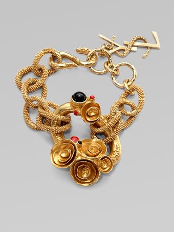 Yves Saint Laurent Arty Enamel Accented Goldtone Bracelet - Lyst