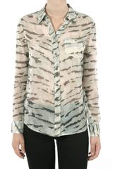 Equipment Brett Zebra Printed Button Down - Silver