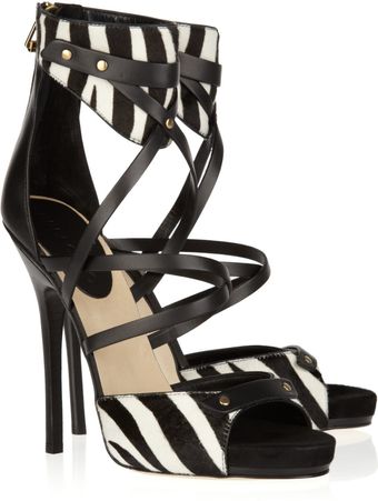 Jimmy Choo Jet Calf Hair and Leather Sandals - Lyst