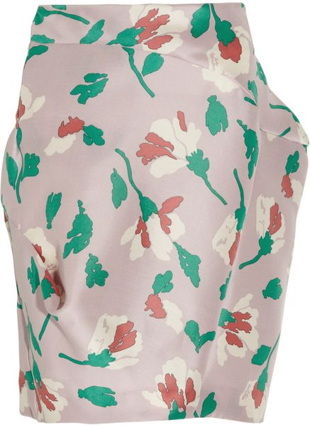 Marni Asymmetric Printed Crepe Skirt in Purple - Lyst