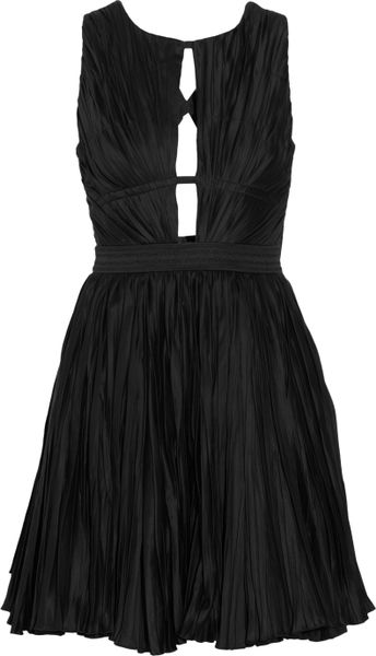 Roberto Cavalli Pleated Cottonblend Dress in Black - Lyst