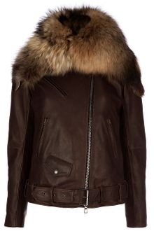 Balmain Fur Collar Leather Jacket - Lyst