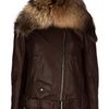 Balmain Fur Collar Leather Jacket in Brown - Lyst