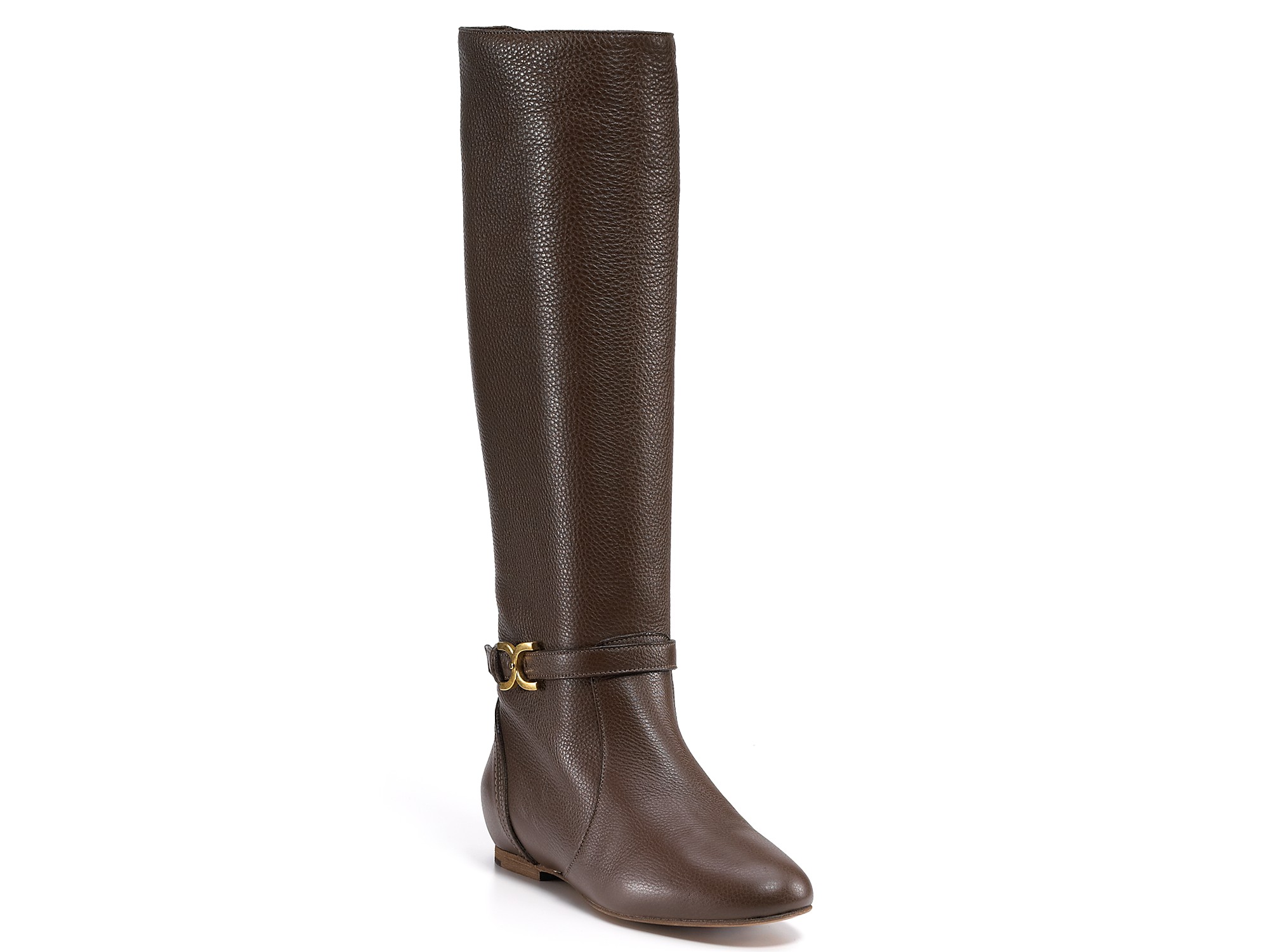dark brown flat leather boots