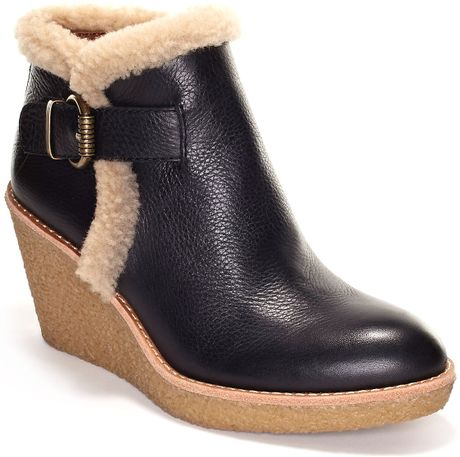 Sam Edelman Sam Edelman Jayla Wedge Booties in Brown (black) - Lyst