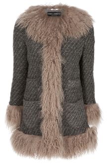 Dolce & Gabbana Shearling Trimmed Coat - Lyst
