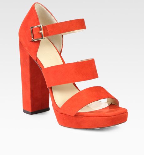 Elizabeth And James Suede Platform Sandals in Orange (black) - Lyst