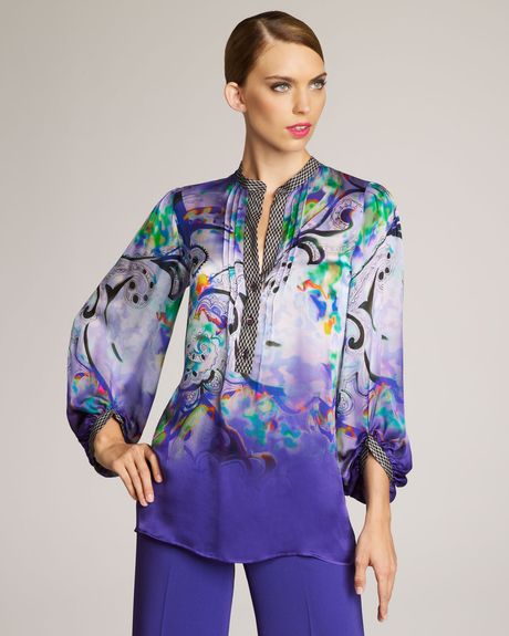 Etro Painterly Paisley Blouse in Purple (cobalt) - Lyst