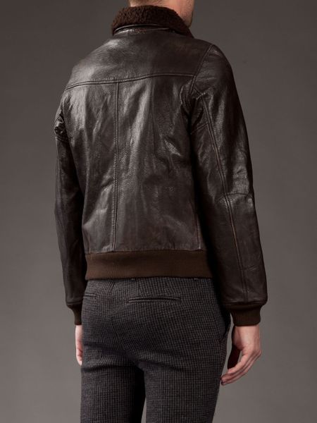 Golden Goose Deluxe Brand Leather Bomber Jacket in Brown for Men | Lyst