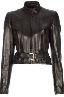Gucci Belted Leather Jacket - Lyst