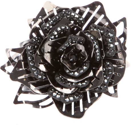 Lanvin Embellished Rose Cuff in Silver (rose) - Lyst