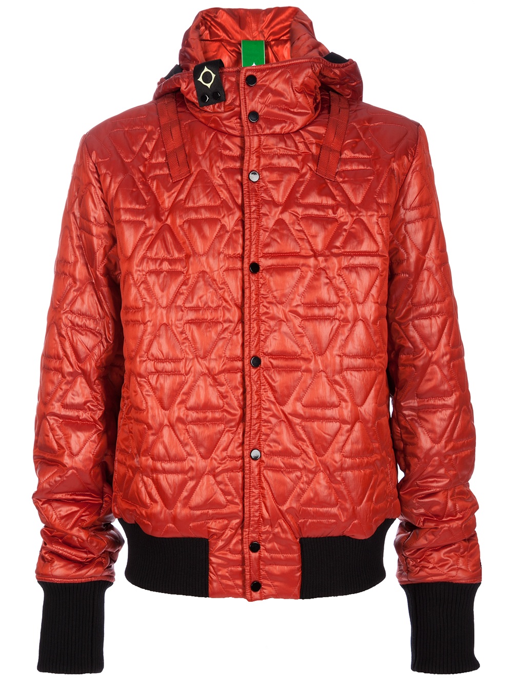 dark red padded jacket