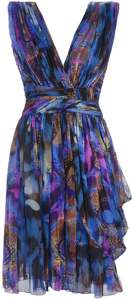 Matthew Williamson Pleated Silk Printed Dress in Multicolor (multicoloured) - Lyst
