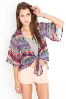 Nasty Gal Aztec Tie Cardi - Lyst