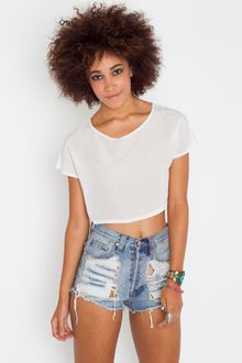 Nasty Gal Silk Crop Top - Ivory - Lyst