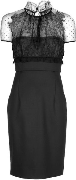 Valentino Lace Detail Dress - Lyst