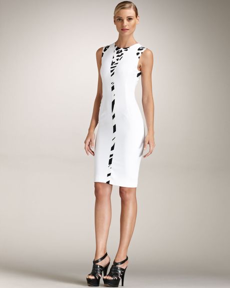 Versace Fitted Sheath Dress in Black - Lyst