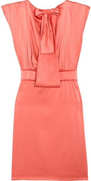 Zac Posen Jabot Silkblend Satin Dress in Orange - Lyst