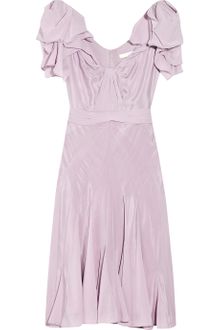 Zac Posen Ruffled-Sleeved Brushed-Silk Dress - Lyst