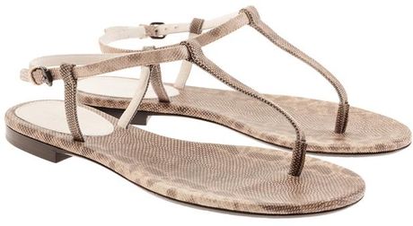 Bottega Veneta Karung Leather Thong Sandals in Beige - Lyst