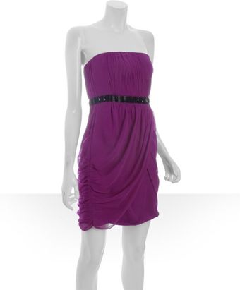 Hoaglund New York Fuschia Draped and Beaded Strapless Dress - Lyst