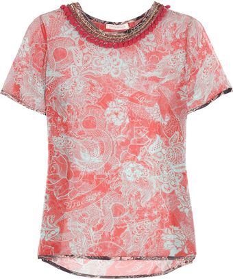 Matthew Williamson Tattoo Printed Silk-chiffon Top - Lyst