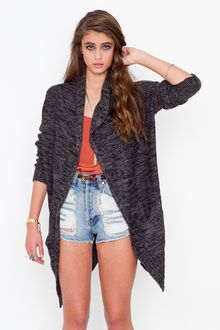 Nasty Gal Knit Cocoon Cardi - Charcoal - Lyst