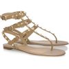 Valentino Studded Leather Flat Sandals in Green (mocha) - Lyst