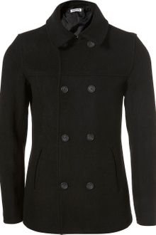 Topman Black Skinny Fit Wool Peacoat - Lyst