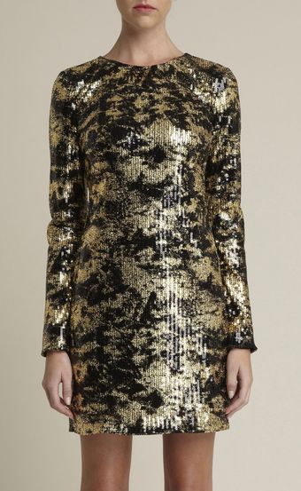 Adam Lippes Foiled Sequin Cocktail Dress - Lyst