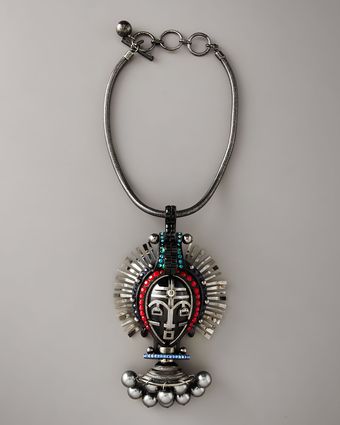 Lanvin Mask Pendant Necklace, Silvertone - Lyst