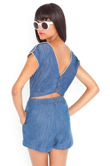 Nasty Gal Winnie Denim Romper - Lyst