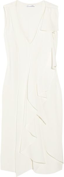 Oscar de la Renta Asymmetric Ruffle Silk Dress - Lyst