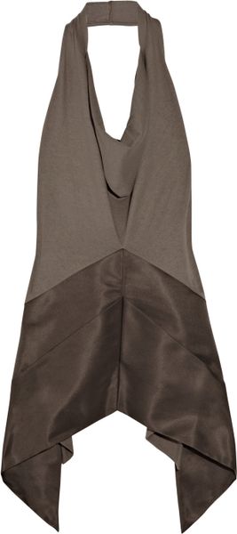 Rick Owens Jersey and Duchesssatin Halterneck Top in Brown - Lyst