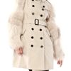 Burberry Trench Coat with Fox Fur Sleeves in Beige - Lyst