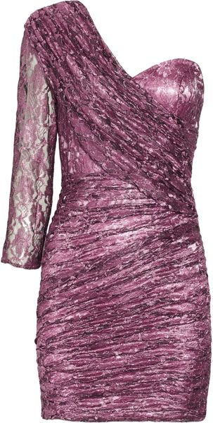 Rare Opulence Ruched Metallic-Lace Dress - Lyst