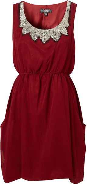 Topshop Embellished Neckline Dress By Rare** - Lyst