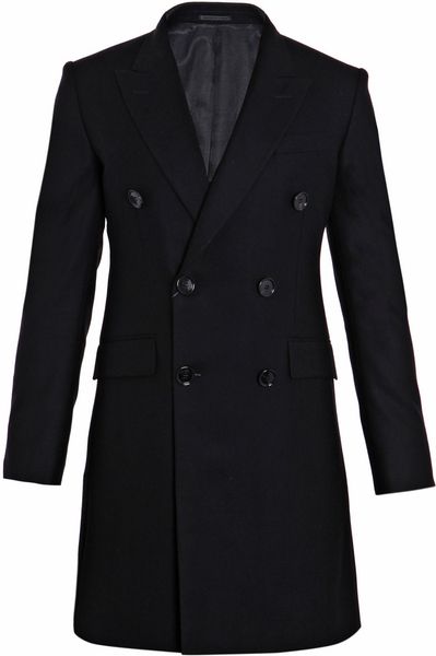 Alexander Mcqueen Doublebreasted Coat in Black for Men - Lyst