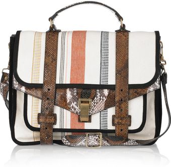 Proenza Schouler Ps1 Large Leather and Canvas Shoulder Bag - Lyst