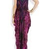 Roberto Cavalli Draped FloralPrint SilkChiffon Gown in Purple (floral) - Lyst