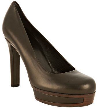  Black Leather Platform Pumps 